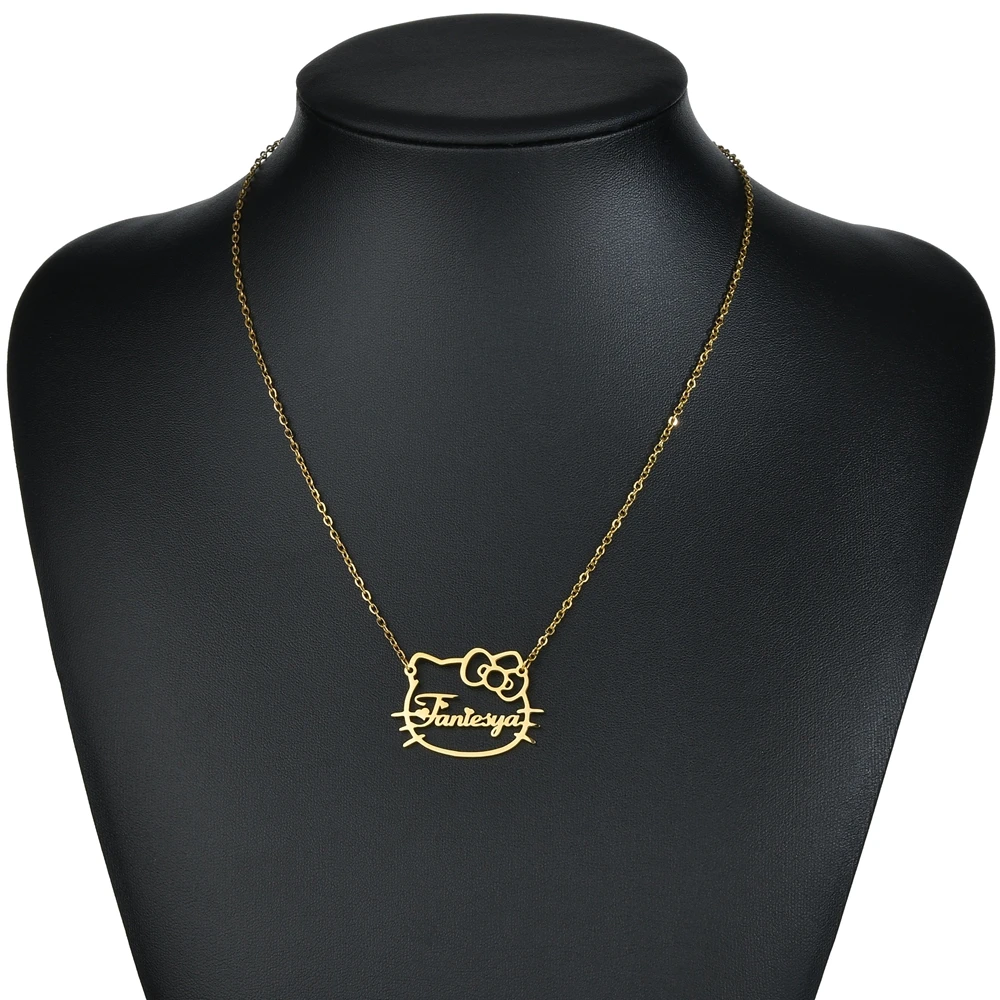 Diamon 2020 новый Hello Ketty с персонализированным ожерельем для детей именной табличкой