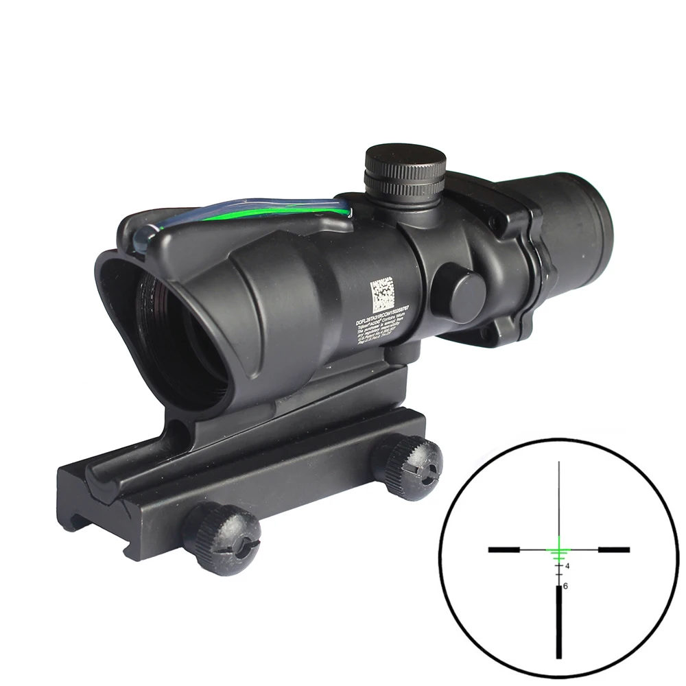 green fiber Охотничий Прицел ACOG 4X32 настоящий красный зеленый волоконный оптический прицел с подсветкой шеврон сетка тактический оптический прицел с - Цвет: green fiber