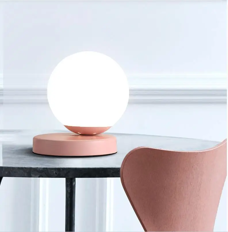Simple Colorful Glass Ball Table Lamp For Kids Bedroom abajour | Лампы и освещение