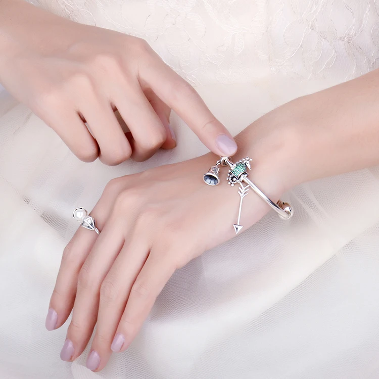 JewelryPalace 925 пробы серебро зеленым фианитом морской конек Шарм бисер Fit Браслеты Новая горячая Распродажа для Для женщин