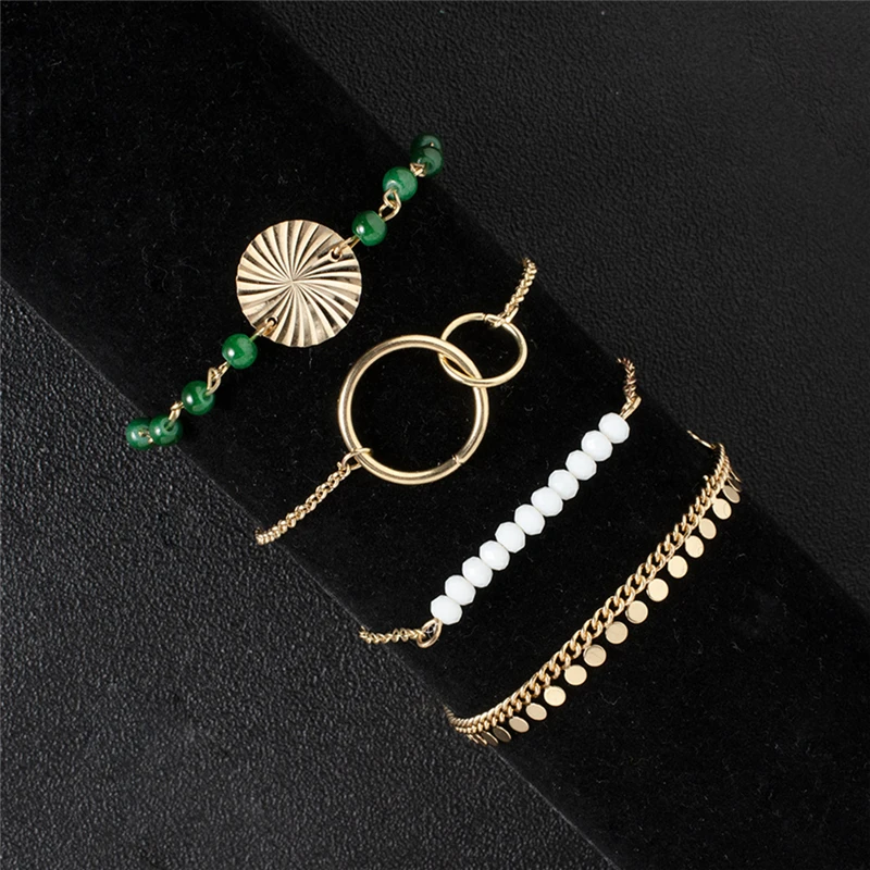 Простой женский браслет с текстурой водной волны ручной работы белыми и зелеными