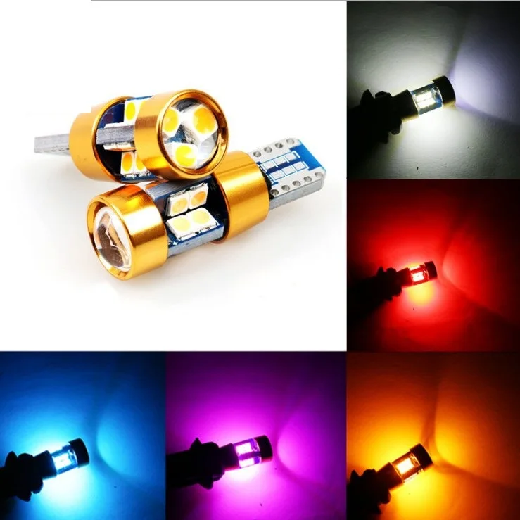 

T10 LED W5W 194 168 19 SMD 3030 Auto Bulbs License Plate Trunk Clearance Side Door Parking Lights 12V Red Yellow