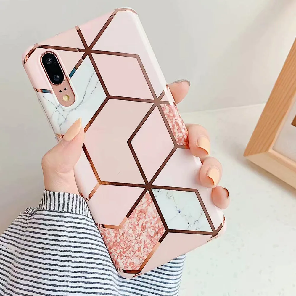 Силиконовый чехол с геометрическим мрамором для huawei P30 Pro P20 Lite, чехол для телефона huawei mate 20 30 Lite P20 Pro, чехол