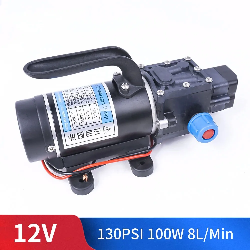 pressure switch type DC 12V 24V 100W 130PSI 10L/мин воды высокой Давление мембранный насос из нержавеющей стали самовсасывающий рефлюксный насос с автоматическим переключателем для Садовый вагон - Напряжение: pressure switch type