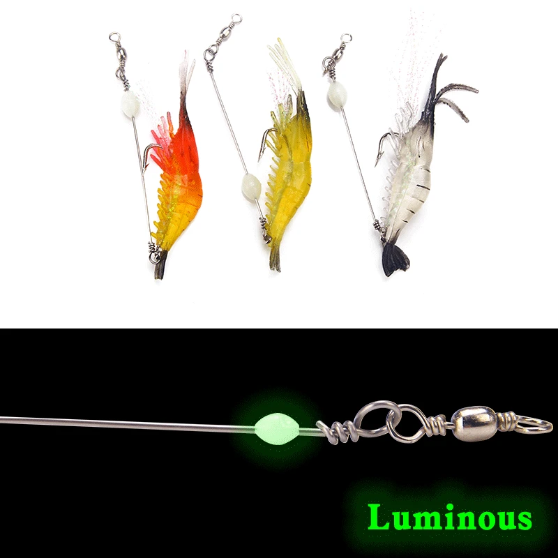 

1 pcs 8.5cm/5.6g Luminous Simulation Prawn Soft Shrimp Floating Shaped Worn Fake Lure Hook Isca Fishing Lure Artificial Bait