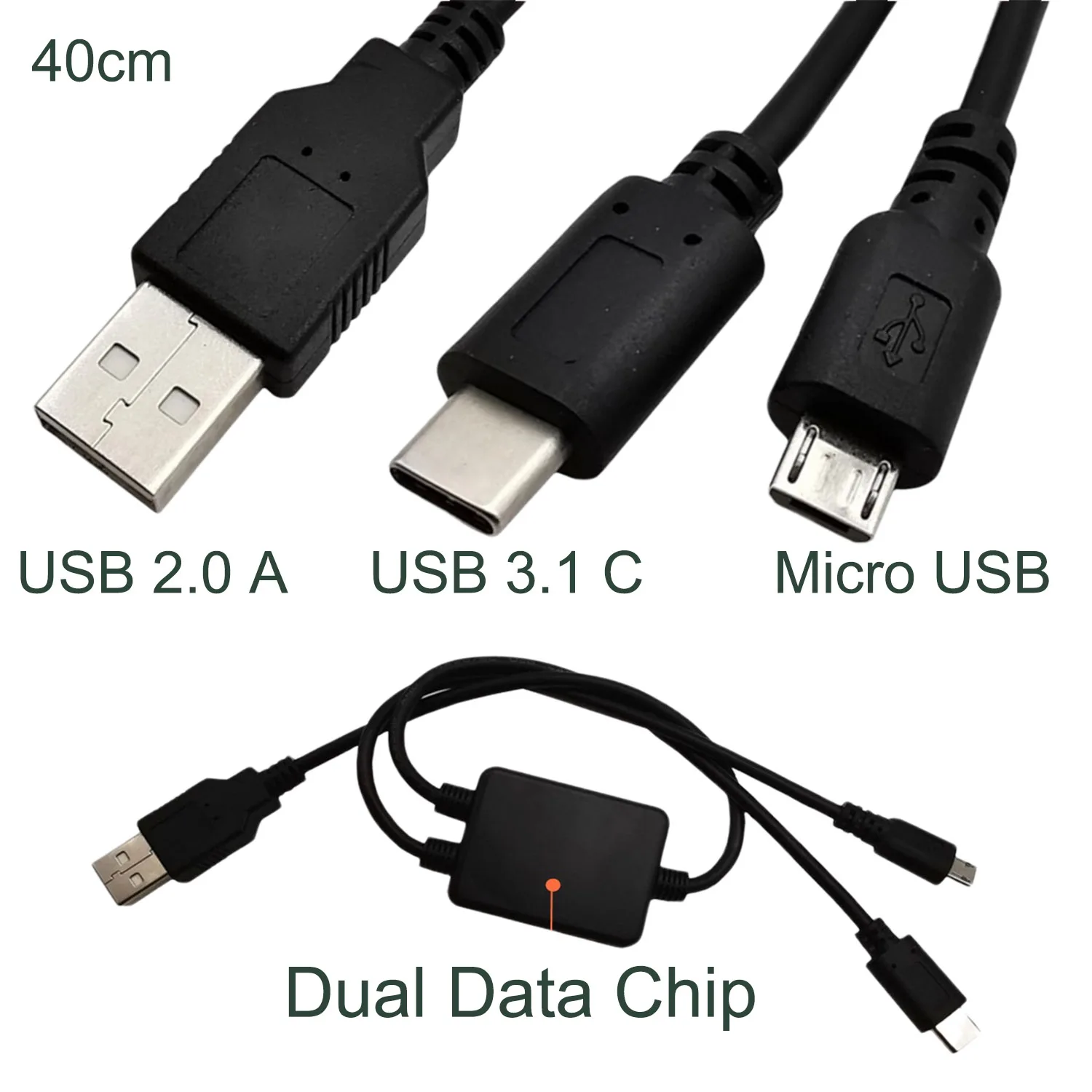 1pc Multifunction Micro 5 pin Male &amp USB C 3.1 2 in 1 To 2.0 A Data Charging Charger Y Splitter Cable Cord | Компьютеры и офис