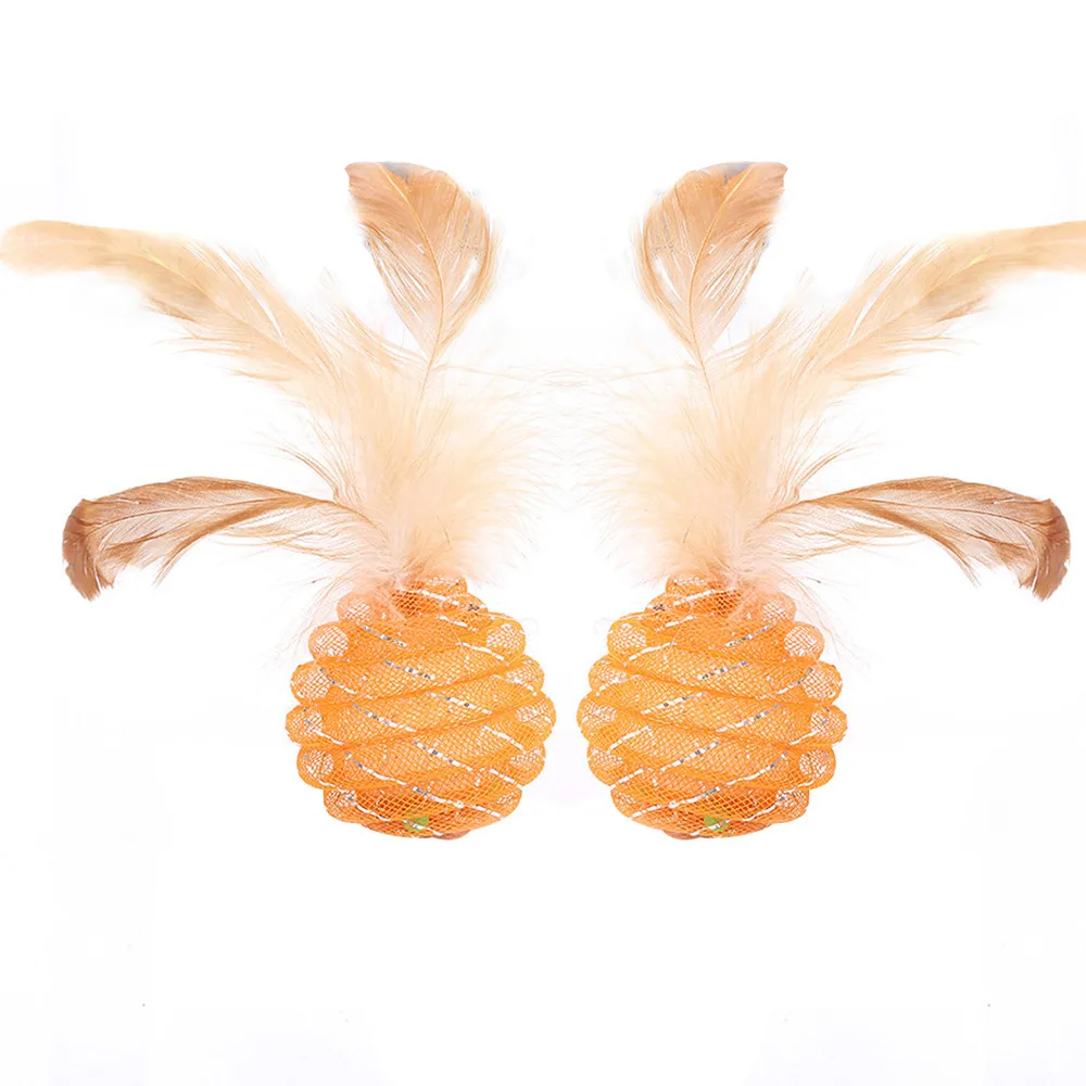 Игрушки для кошек игрушки домашних животных линейные трубчатые шарики с перьями