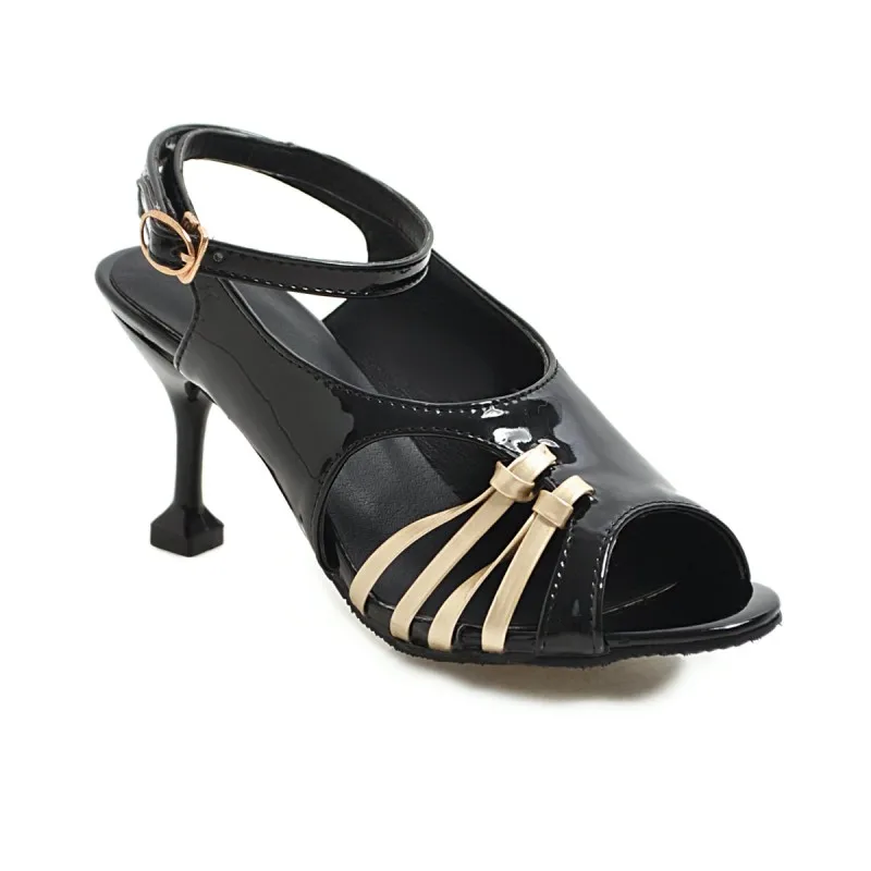 Сандалии женские на высоком каблуке босоножки с перфорацией открытый носок