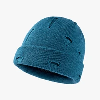 unisex winter soft warm cotton cashmere distressed knitted beanie hat high quality cable knit plain beanies