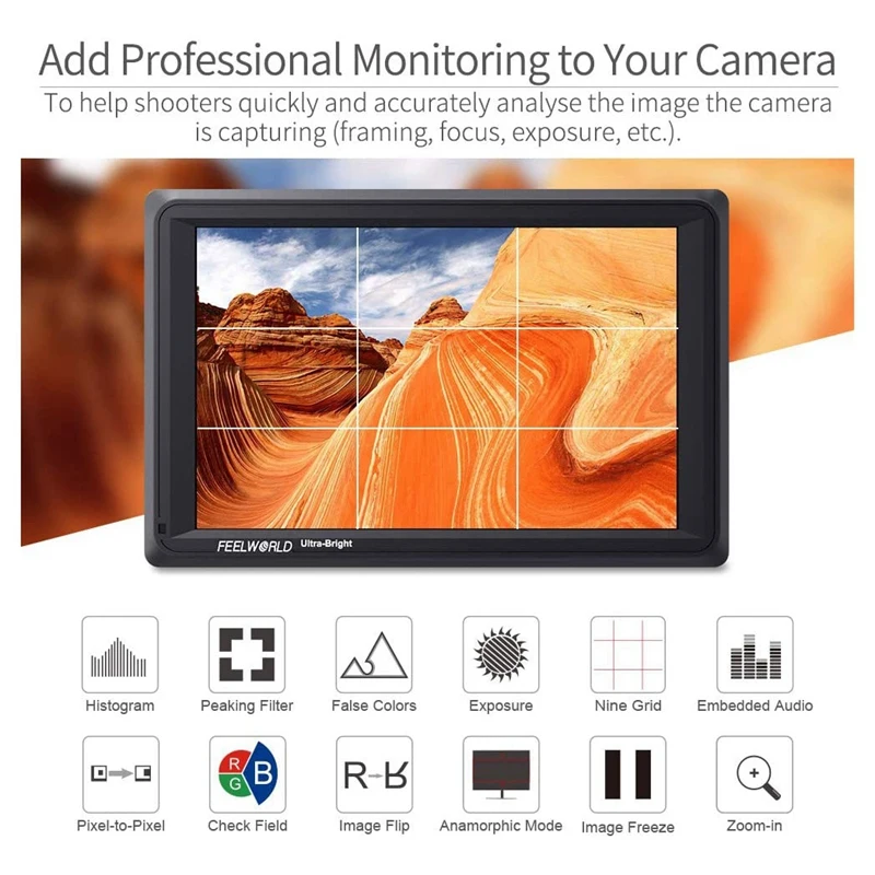 FEELWORLD FW279S 7 дюймов ультра яркий 2200Nit DSLR камера полевой монитор Full HD 1920X1200 3G SDI 4K HDMI