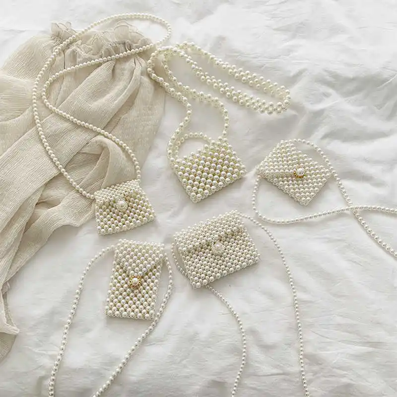 Мини-сумка с жемчугом винтажная сумка ручной работы из ЭВА бисером модная через