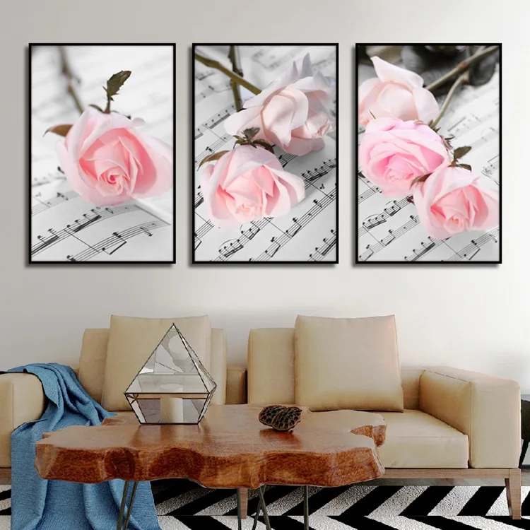 Nordic Style Rose Poster And Prints Literary Wall Art Pink Flower Love Note Canvas Painting Gift For Bedroom Picture | Дом и сад