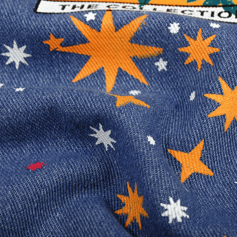 

Womens Jeans Star Cartoons Pattern Printed Autumn Winter Denim Trousers fit Young Girl Vintage Cute female Jeans Pant Blue