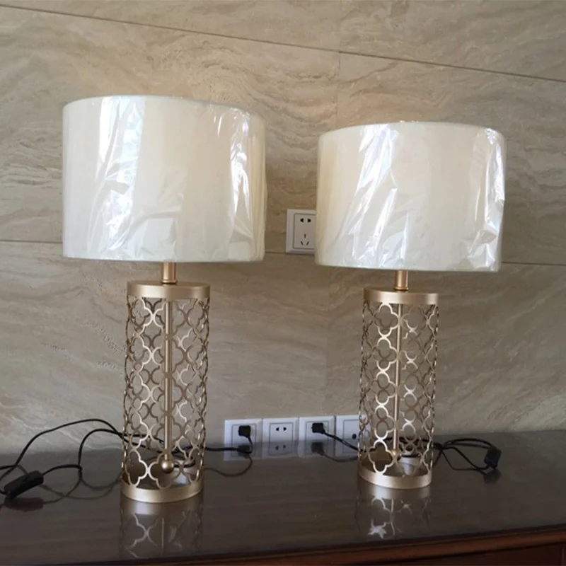 Простые теплые золотые настольные лампы в стиле ретро креативное освещение американском для спальни фойе