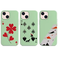 poker playing card game phone case green color for iphone 13 12 11 mini pro max x xr xs 8 7 6 plus cover funda