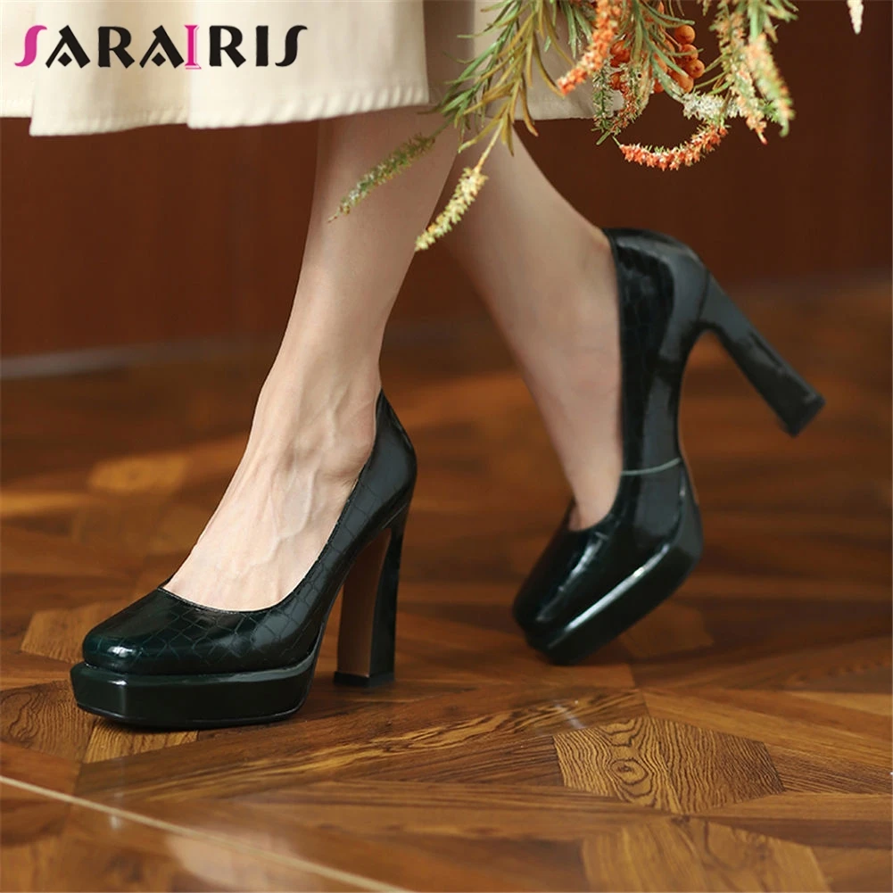 

SaraIris/женские туфли на высоком каблуке без застежки; Женские туфли-лодочки на сплошной платформе с закрытым носком вечерние выразительные т...