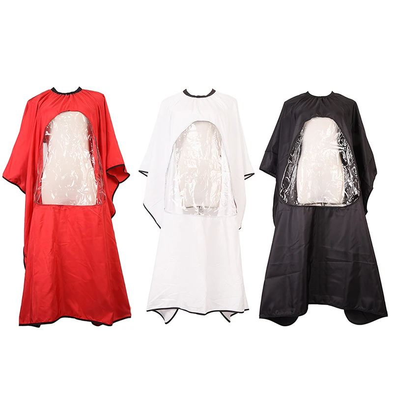 

1 Pcs Salon Barber Hair Cutting Gown Cape With Viewing Window Hairdresser Apron 3 Color Black Red White