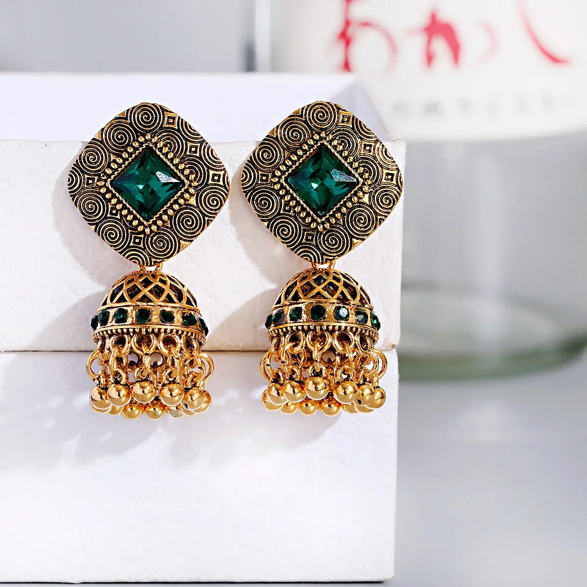 

Ethnic Retro Geometry Turkish Bells bead Indian Jhumka Earrings серьги Women's Classic Vintage Turkey Gold Tassel Earrings Bijou