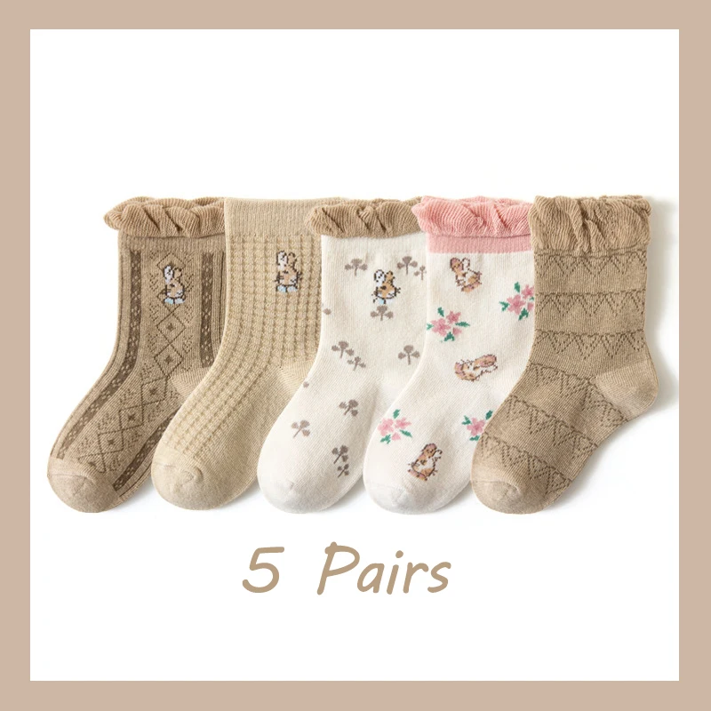 5 парт/Лот Детские Разноцветные носки с принтом для девочек зимние осенние