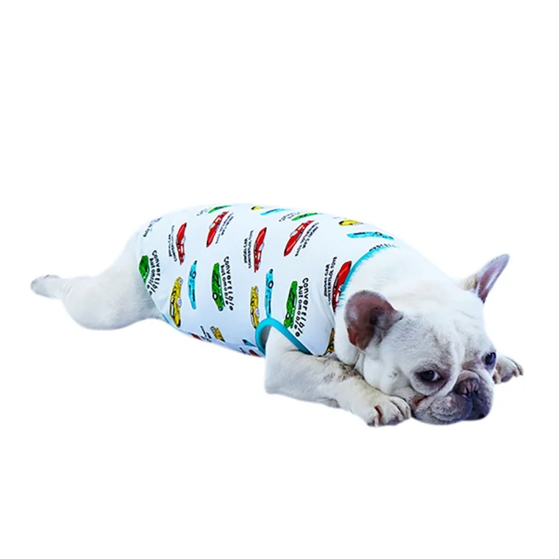 Летний крутой костюм для собак эластичный хлопковый жилет с милыми рисунками