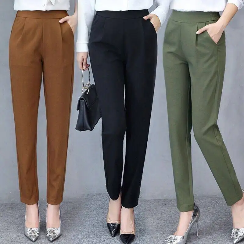 2021 Spring and Autumn Thin New Fashion High Waist Slim Casual Women's Pants