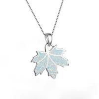 2022 fashion women maple leaf pendant necklace jewelry accessories girl gift cute imitation opal pendant necklace for women