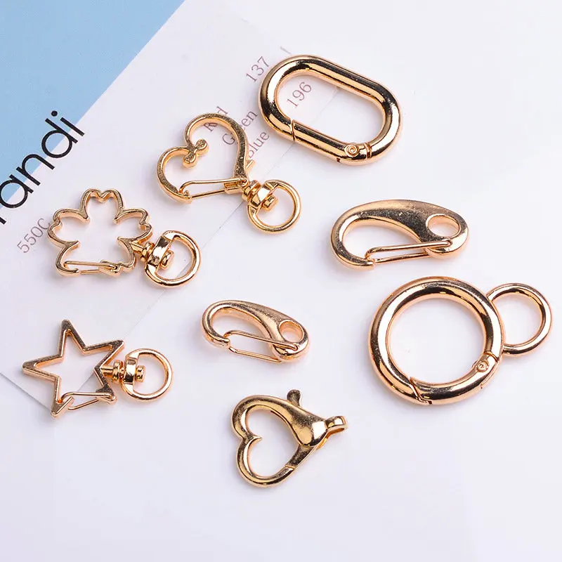 

5Pcs Alloy keychains star ring love keychains diy handmade keyrings and chain accessories For Jewelry Necklace connection buckle