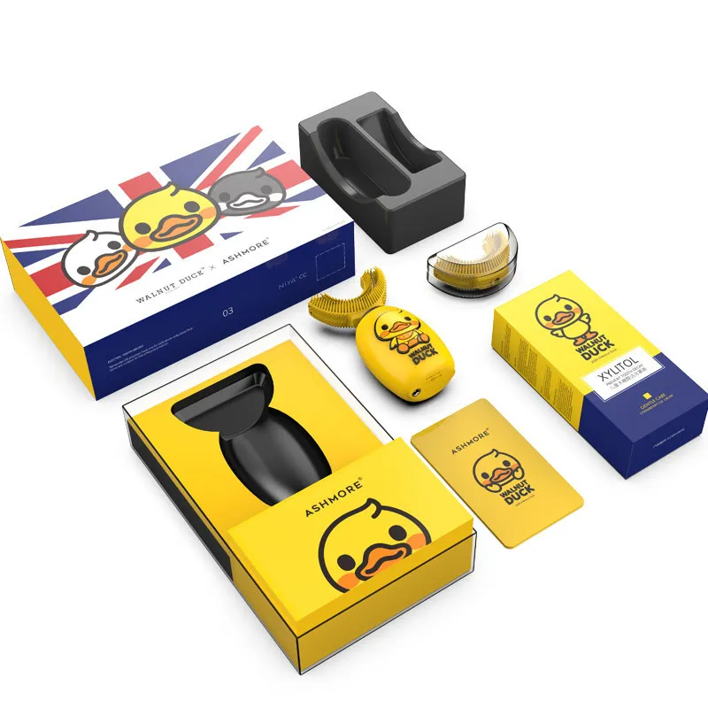 

Original Children's Electric Toothbrush U-shaped Toothbrush Rechargeable Sonic Brushing Artifact Walnut Duckling Tooth Cleaner