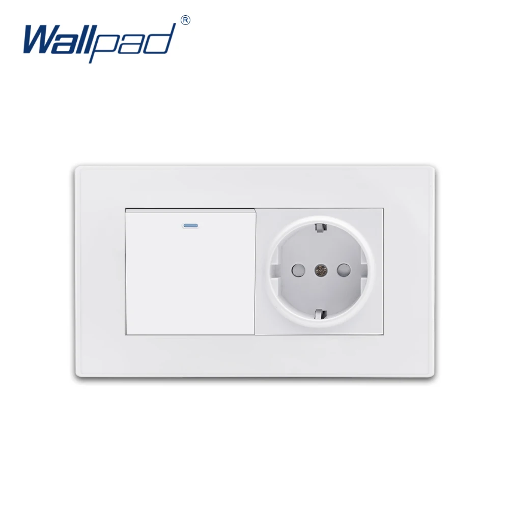 

1 Gang 2 Way EU German Socket Wallpad Luxury White PC Panel Wall Light Switch Rocker Switch 16A AC110~250V