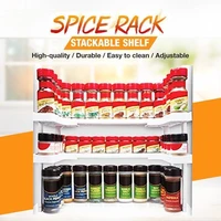 Spice Rack and Stackable Shelf Layers Adjustable Countertop Organizer for Cabinet Storage Kitchen Cabinet Cupboard