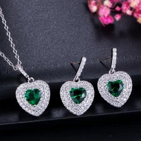 s925 sterling silver necklace earrings fashion heart shape stud earrings fine jewelri wedding banquet fine jewelry wholesale