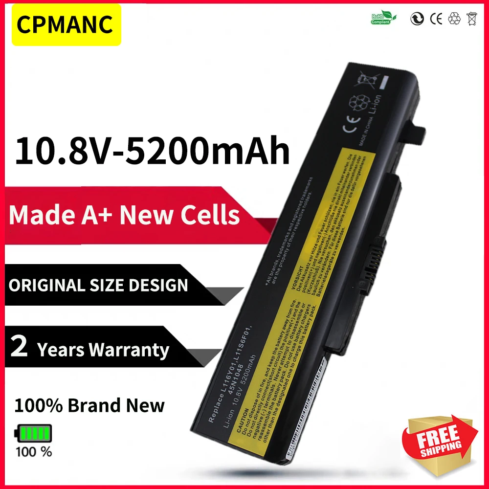 Аккумулятор для ноутбука Lenovo G480, G485, G585, G580, Y480, Y580, Z380, Z480, Z580, Z585, Z485, L11L6F01, L11L6R01, L11L6Y01, L11M6Y01, 6 ячеек