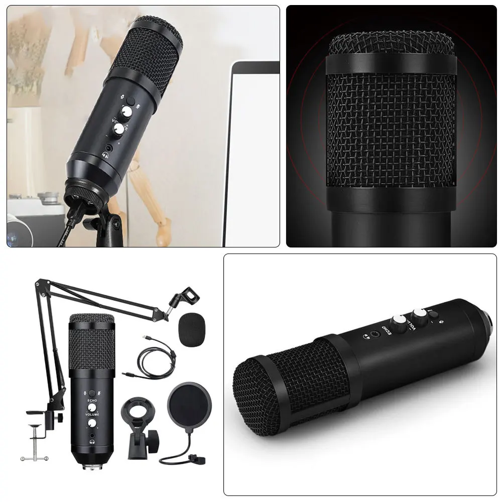 

1 Set Microphone Online Class Mic Stand Set Recording Microphone (Black)