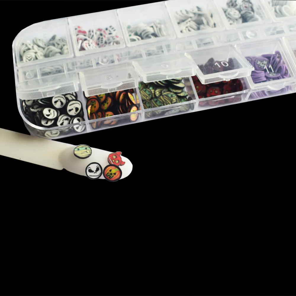

Halloween Nail Art Decoration Ghost lantern Skeleton Mummy Polymer Clay Slices Pumpkin Sequins Holiday DIY Nail Accessories
