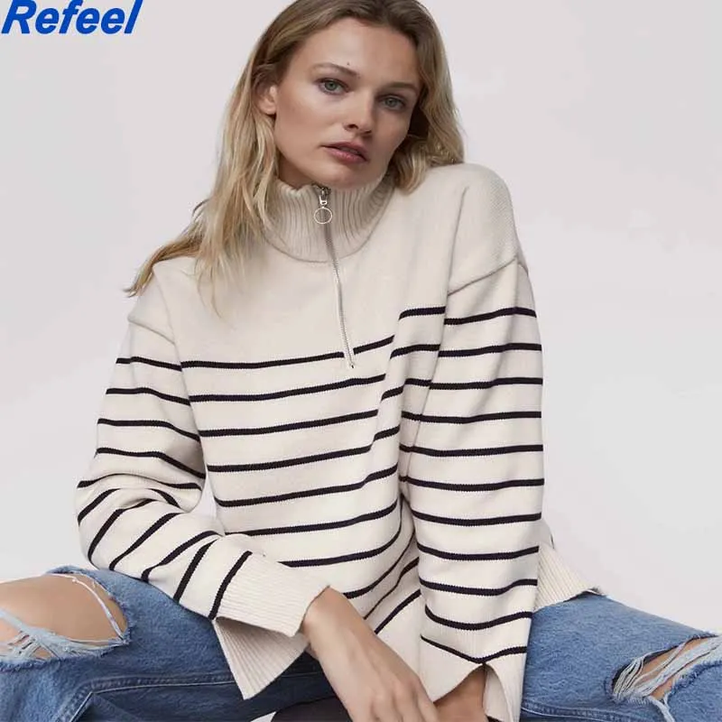 

Свитер женский Асимметричный на молнии, с длинным рукавом