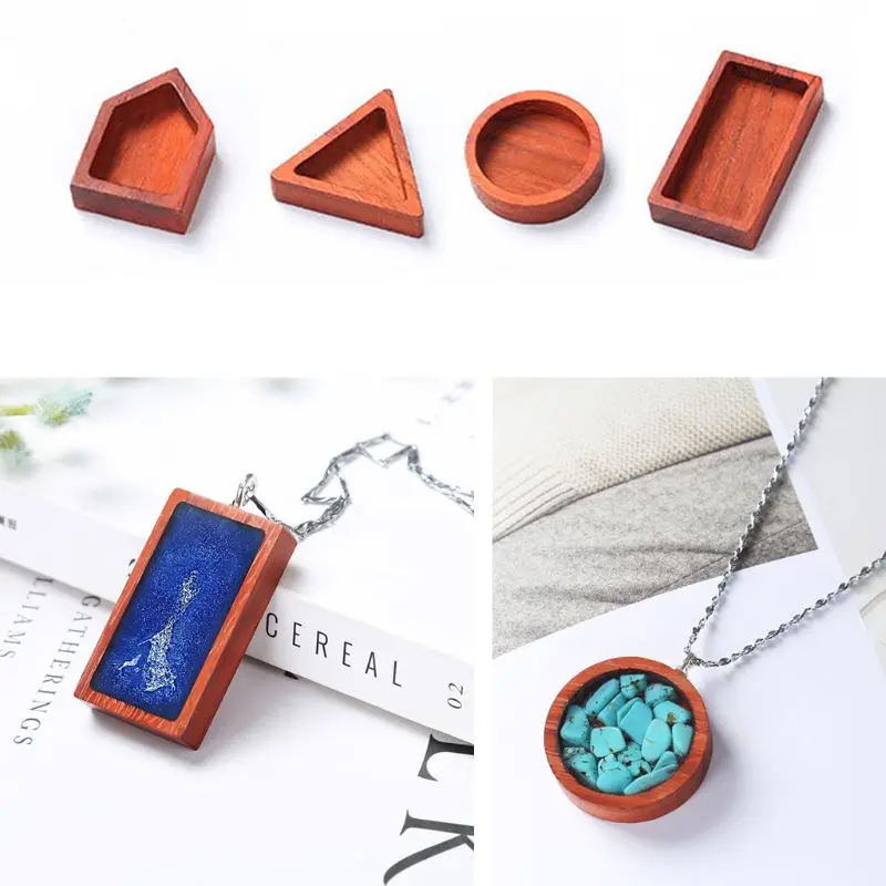 

2021 New Blank Wood Cabochon Round Square Wooden Resin Frame Pendant Resin Jewelry Making