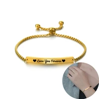 engrave custom bar bracelets gold stainless steel name personalized gifts for women aadjustable nameplated bracelet wristband