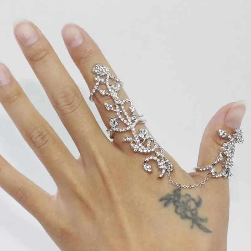 Popular Fashion Women Lady Rings Multiple Finger Stack Knuckle Band Rose Crystal Ring Nice Jewelry Gift |