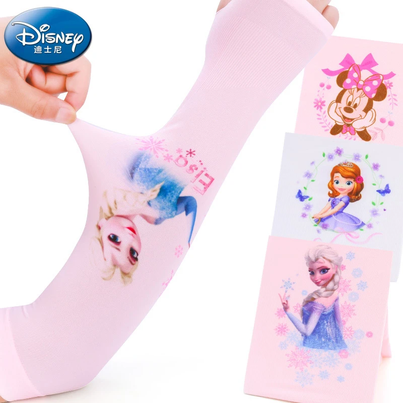 

Disney outdoor Sunscreen children's 4/PCS ice silk sleeves summer thin section frozen princess spiderman baby 3-12 years old