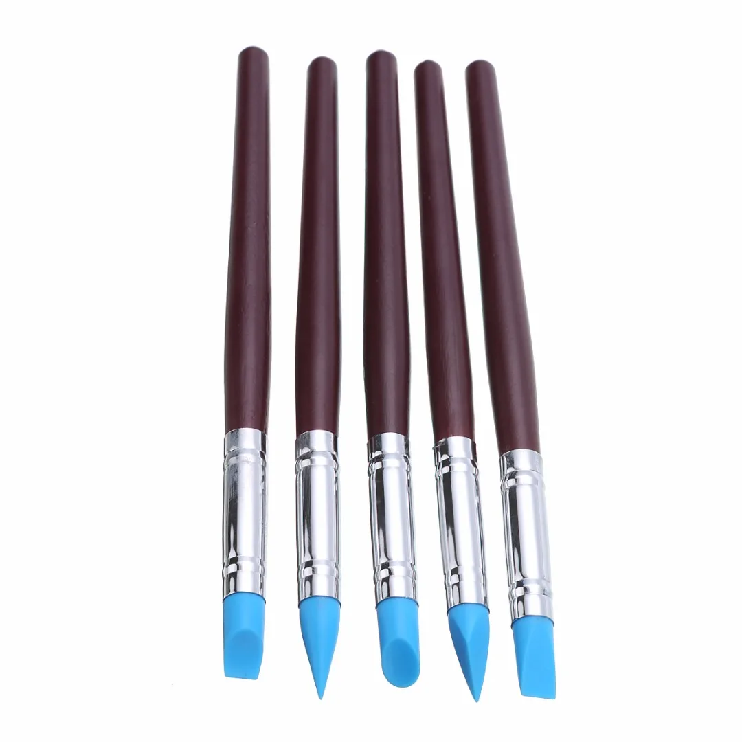 5 шт. деревянная ручка Силиконовая Резиновая глина формирователь скульптуры Fimo