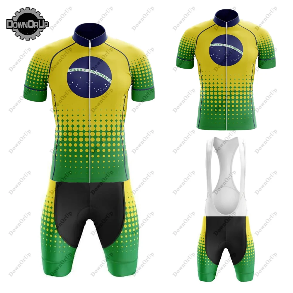 

Brazil Cycling Jersey Set Biking Jersey Bib Shorts 9D Gel Breathable Pad Maillot Ciclismo Hombre Traje Bicicleta De Montaña