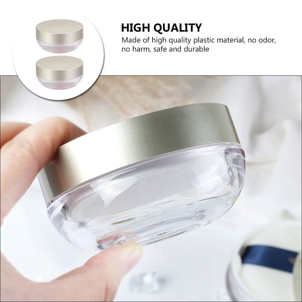 

2Pcs Loose Powder Case Container Makeup Powder Box with Puffs for Home Travel
