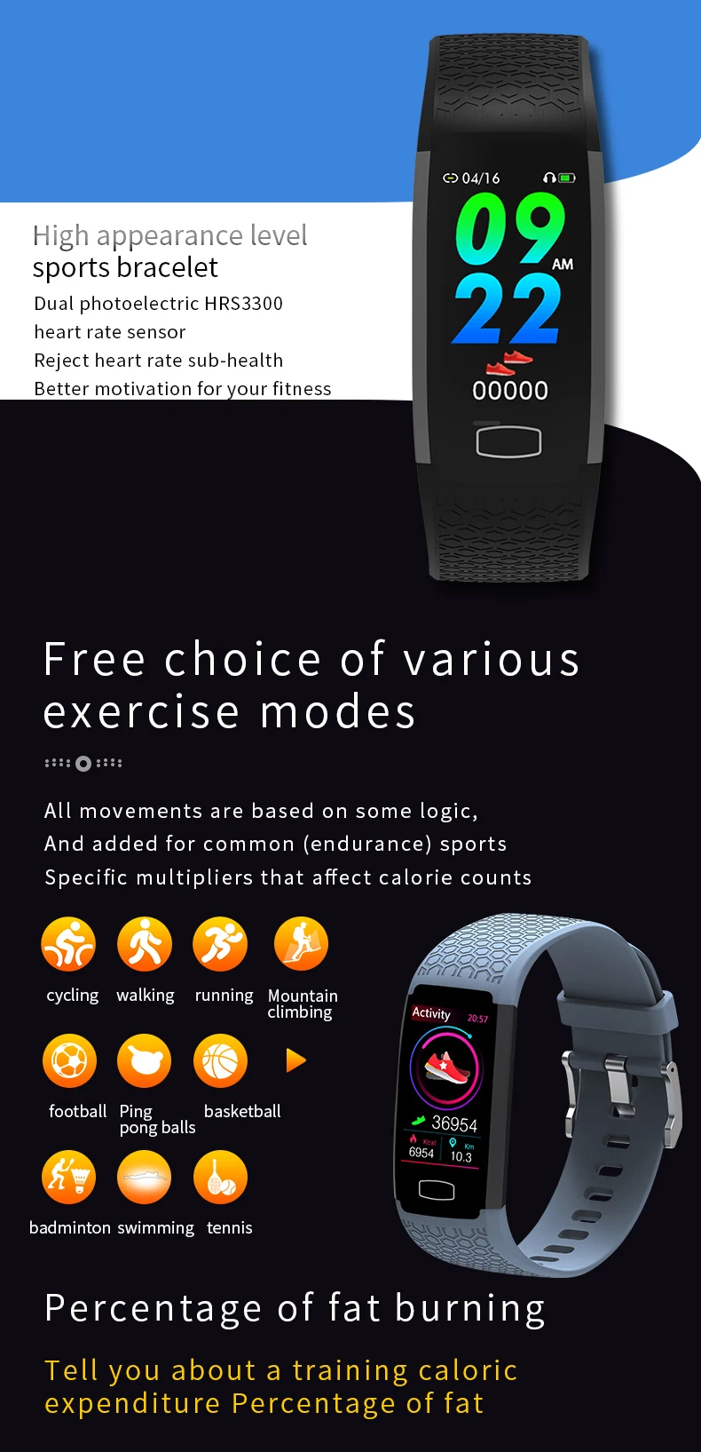 ONEMIX Fashion Smart Fitness Watch Waterproof Sport Pedomoter Oxygen Blood Pressure Monitor Accurate Step Counter Bracelets