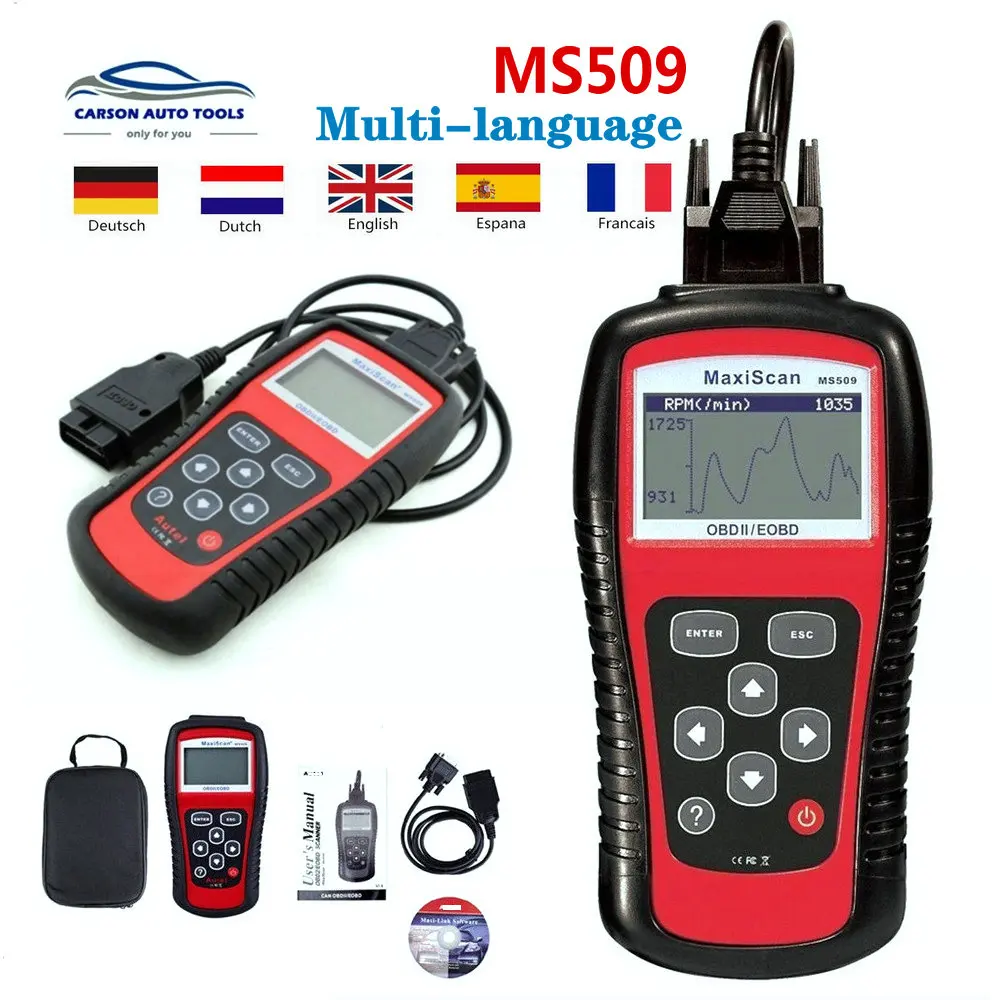 a-utel MaxiScan MS509 OBDII OBD2 считыватель кодов автомобильный диагностический инструмент работает для США и Азии и Европы Автомобильный сканер
