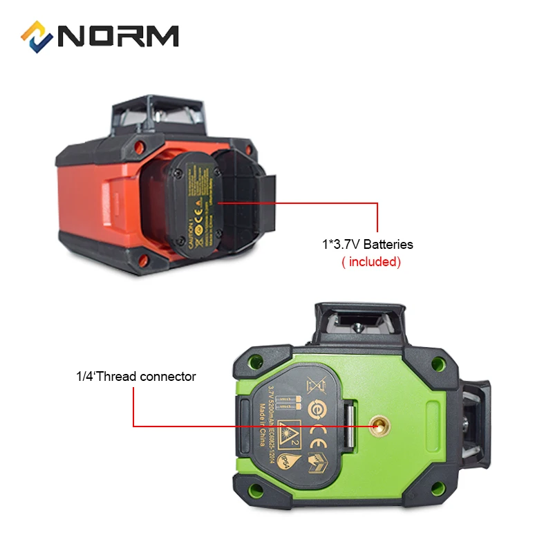 Лазерный 3D уровень с 12 линиями зеленого и красного цвета можно использовать