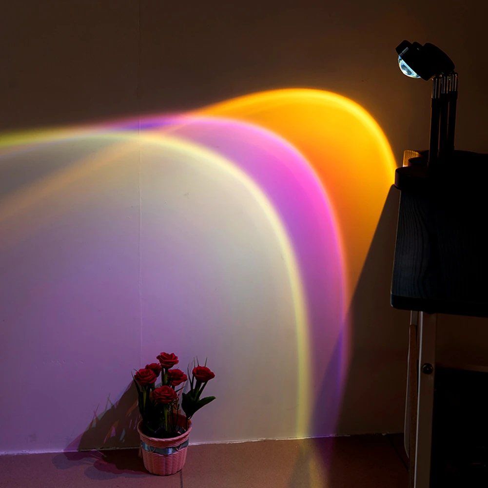 

Night Projection Light Rainbow LED Sunset Neon Projector Floor Lamp Background Photo Studio Atmosphere USB Decoration Lighting