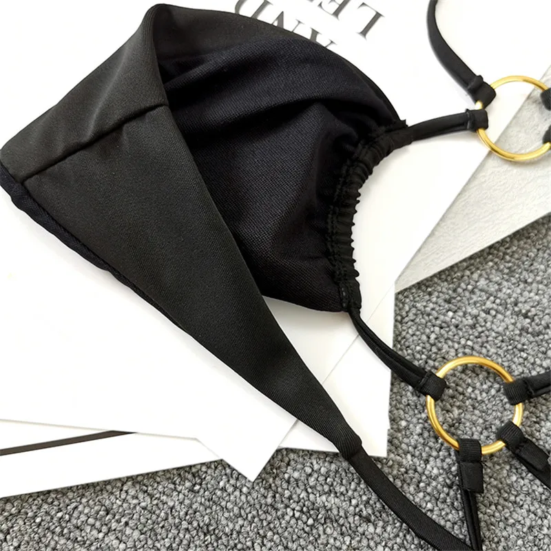 Женский сексуальный купальный костюм купальники однотонный черный купальник с