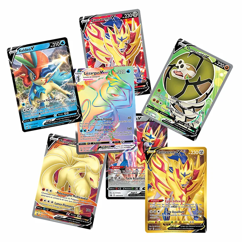 50 300 шт французская версия Pokemon Card с 100 тегов команда 200 G x 150 V Max VMAX|Коллекционные