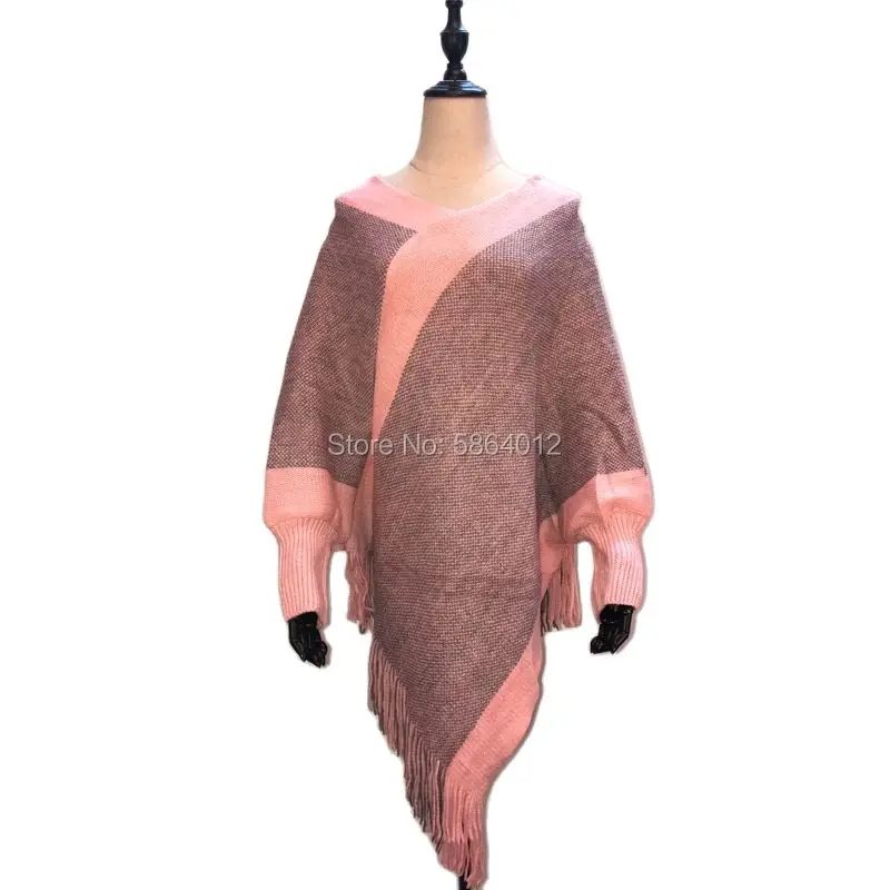 

Winter New Cloak Women Faux Rabbit Fur Collar Shawl Cape Hem With Hairball Phoncho Warm Thick Loose Plus Size Cardigan Coat