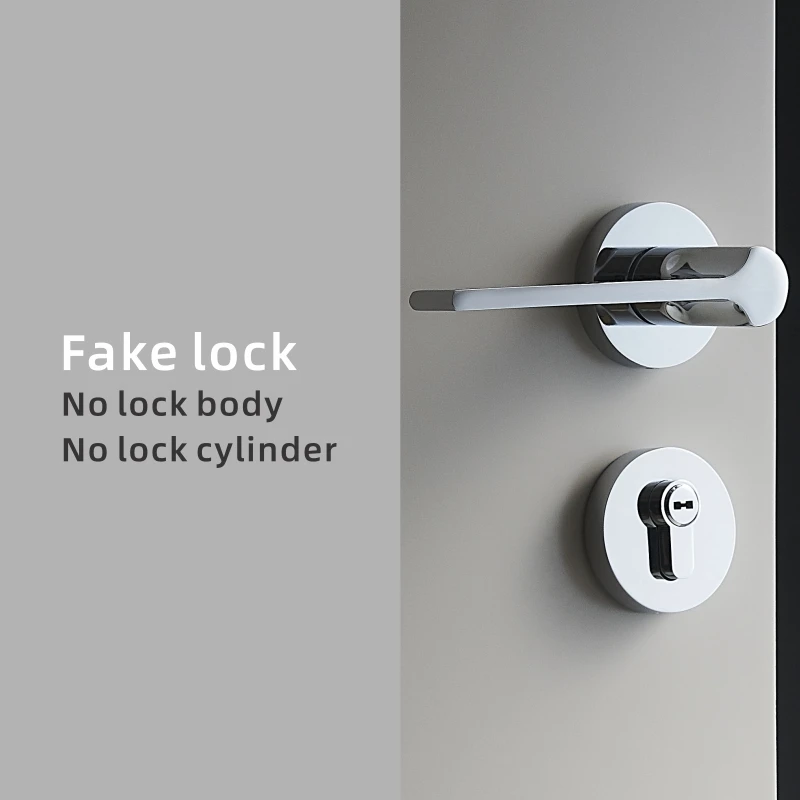 Fake lock-BC Dooroom латунный дверной рычаг бесшумный блестящий современный светильник роскошный скандинавский двойной деревянный дверной замок для спальни ванной комнаты - Цвет: Fake lock-BC
